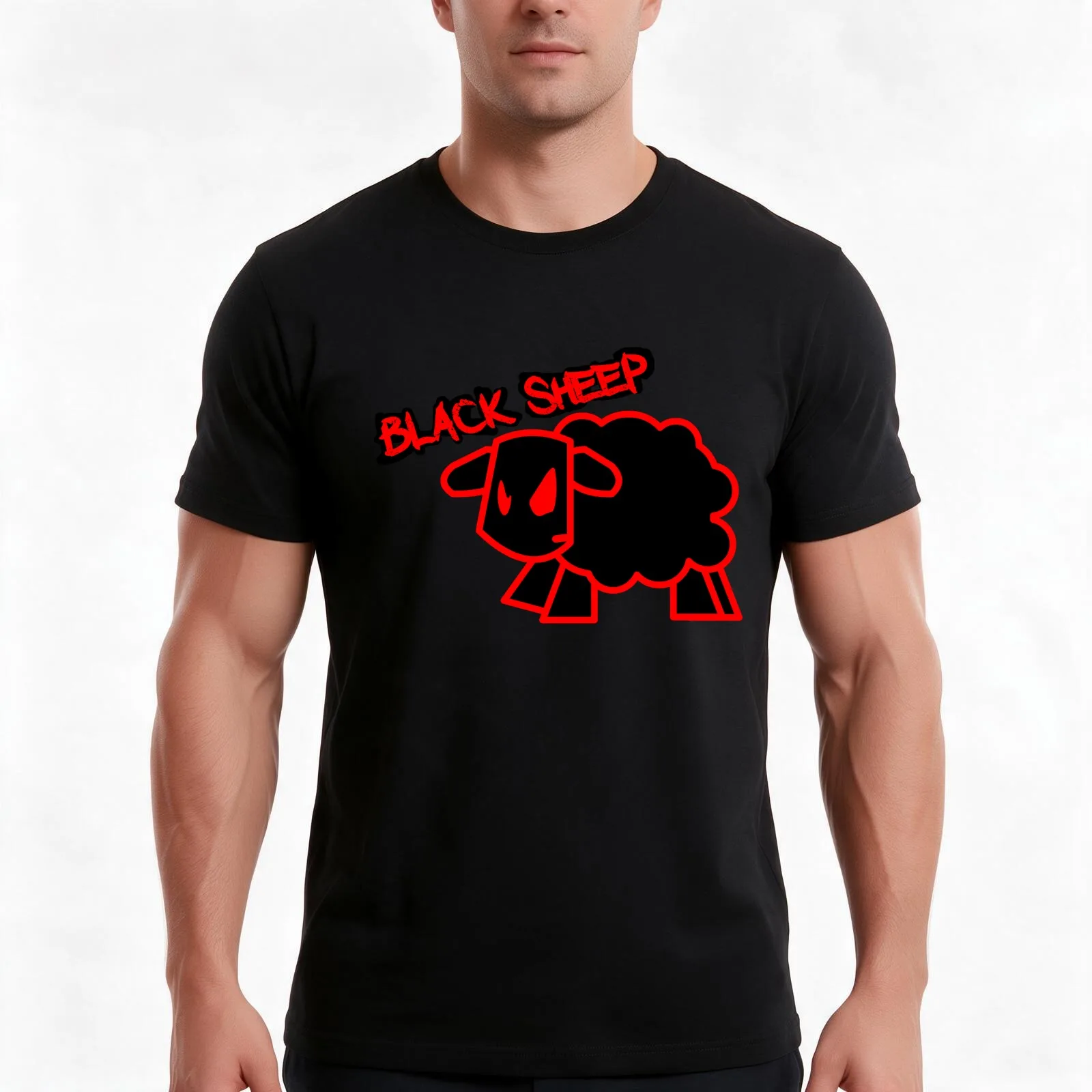 Black Sheep T-Shirt Summer Casual Cotton Tee Oversized Streetwear Tops Vintage Graphic Print Loose Fit Short Sleeve