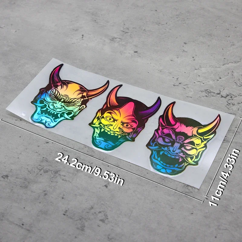 1 шт., японские наклейки на автомобиль с маской ONI, голографический цвет, сшивающий дизайн, идеально подходят для добавления модной атмосферы вашего автомобиля, уникальный декор