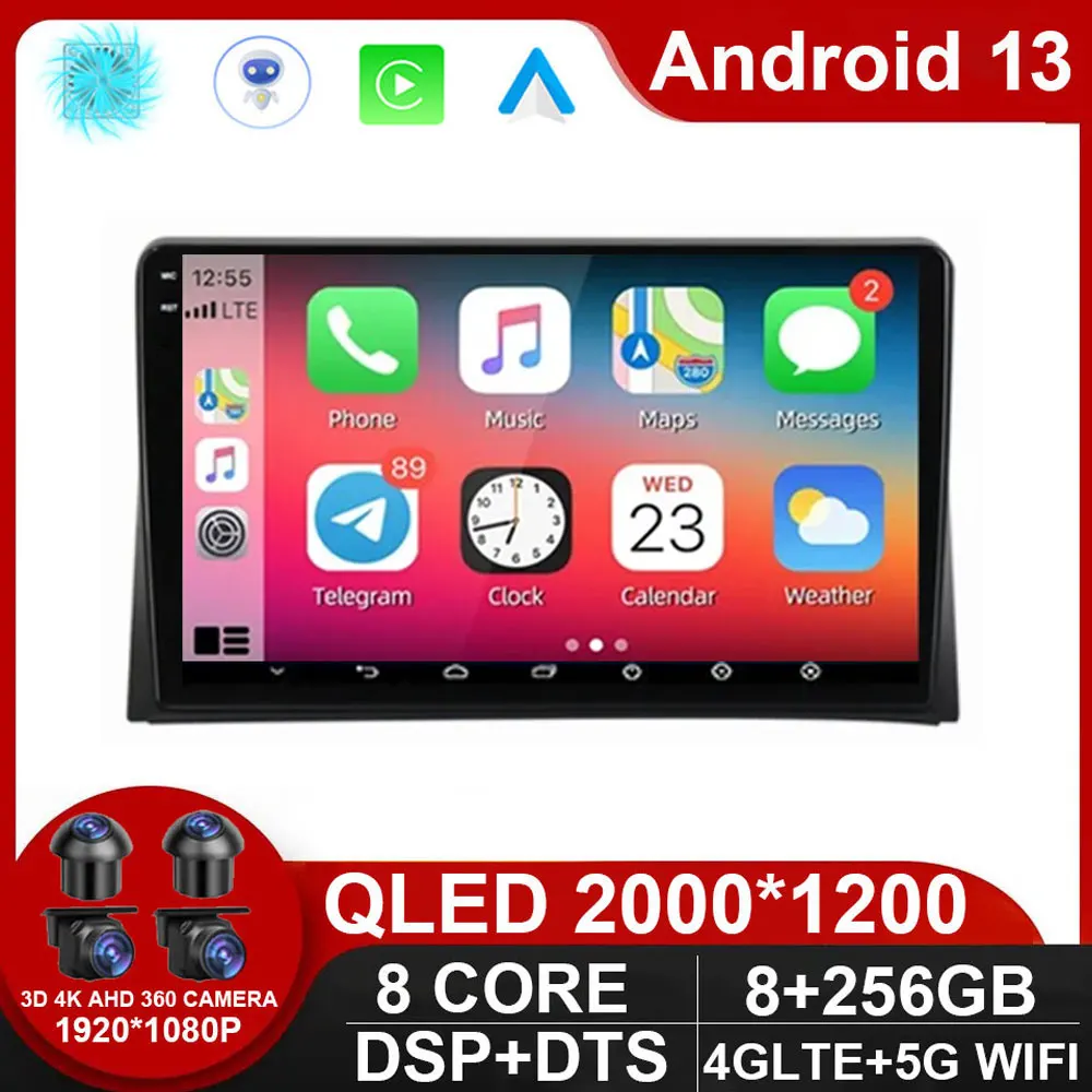 For Volkswagen Multivan T5 2003 - 2015 Android 13 Car Radio Multimedia Video Player GPS Navigation Carplay QLED Screen Stereo