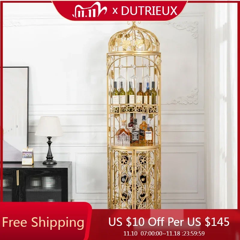 

Vertical Luxury Wine Rack Metal Gold Large Champagne Display Wine Holder Living Room Portabotellas Vino Home Decoration