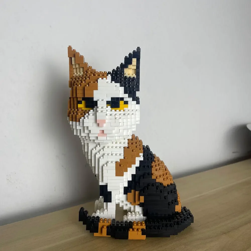 Knew Built Vier Ausdrucksame Mini-Katzenbausteine mit Mikropartikeln, Orangen- und Kuhmodelle, bevorzugt von Tierbegeisterten – Detail 17