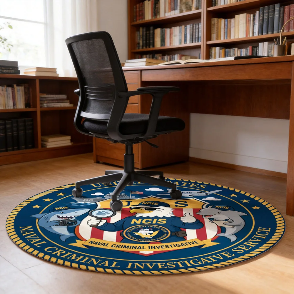 United States Navy Criminal Investigative Service Logo Round Doormat Entrance Mat for Military Police Officers Gift