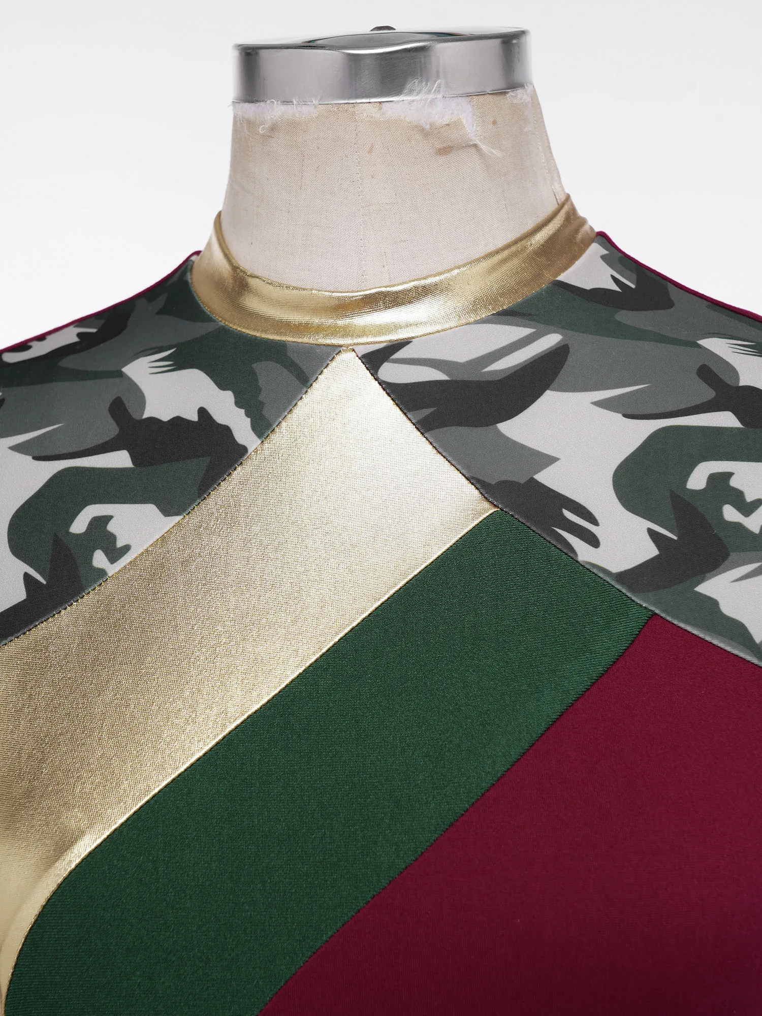 女性用典礼用リリカルダンス衣装教会聖歌隊賛美礼拝用ローブノースリーブイレギュラーヘムジップチュニックドレス