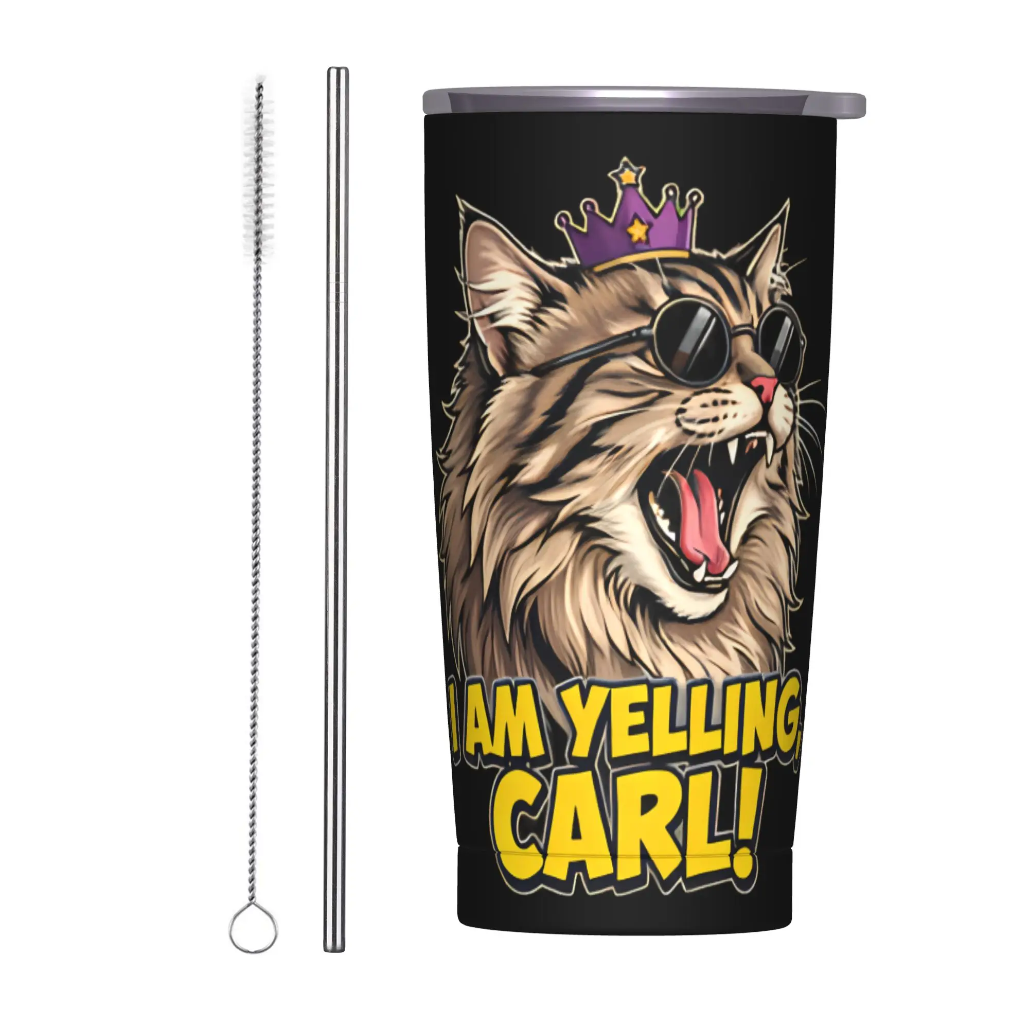 I Am Yelling Carl Donut Cat Meme Tumbler  Travelist 20oz Coffee Mug Leakproof Cold Drink Milk Tea Water Bottle