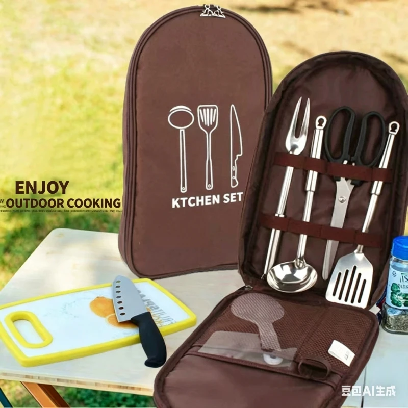 Outdoor cookware portable storage bag Outdoor camping kitchenware storage bag Tableware picnic supplies Camping tools storage