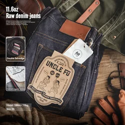 Maden Jeans Homme Retrô 11.6oz en Denim Selvedge Cru, Taille Normale, Poches Zippées, Pantalons en Coton de Haute Qualité et Polyvalents