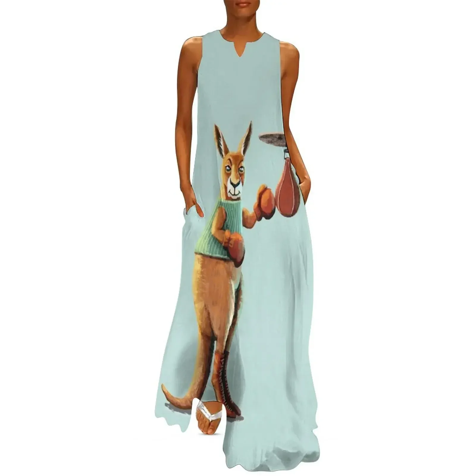 

Cute Kangaroo Long Dress Dance dresses Dress for pregnant women Aesthetic clothing Women's summer long dress