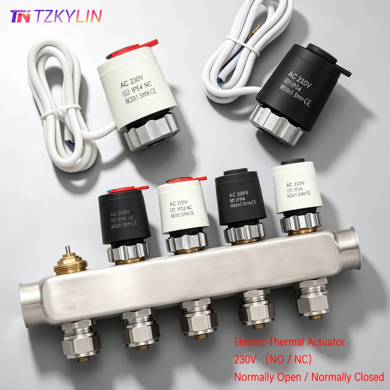 1/5/10Pcs 230V NO NC M30*1.5mm Electric Thermal Actuator Underfloor Heating TRV Thermostatic Radiator Valve