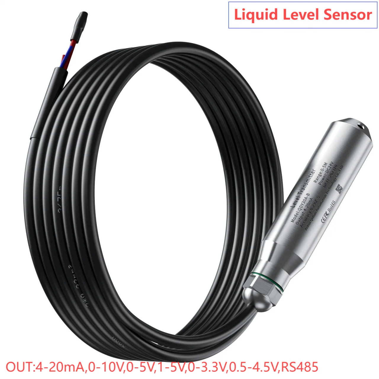 0-5M Liquid Level Sensor Transmitter Submersible Liquid Level Transducer 4-20mA 0-10V 0-5V RS485 Water Level Meterfor Deep Well