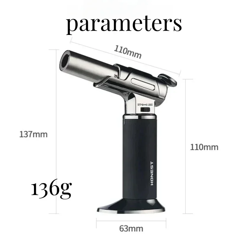 HONEST Outdoor Windproof High Temperature Lighter BBQ Metal Jewelry Welding Single Straight Torch Butane Gas Lighter Tool