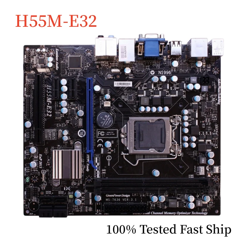 

Для материнской платы MSI H55M-E32 H55 8 Гб LGA 1156 DDR3 Micro ATX материнская плата 100% протестирована Быстрая доставка