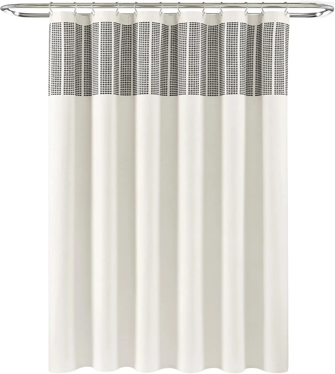 

Занавеска для душа из окрашенной хлопчатобумажной ткани S ipe, 72 x 72 дюйма, цвет слоновой кости и черный