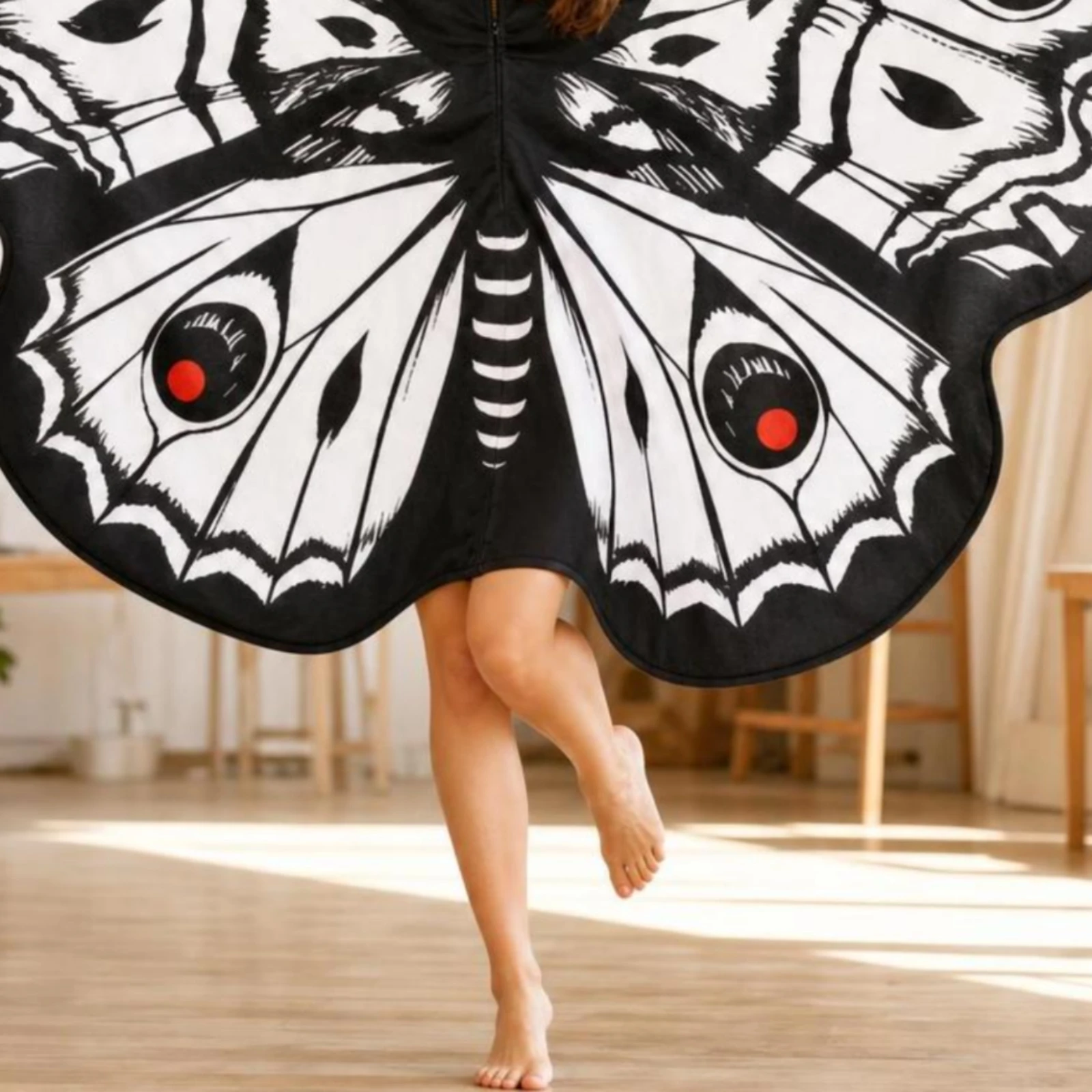 Hooded Cape with Wings Halloween Butterfly Cape Wings Apparel Eye-Catching Colorful for Cosplayers