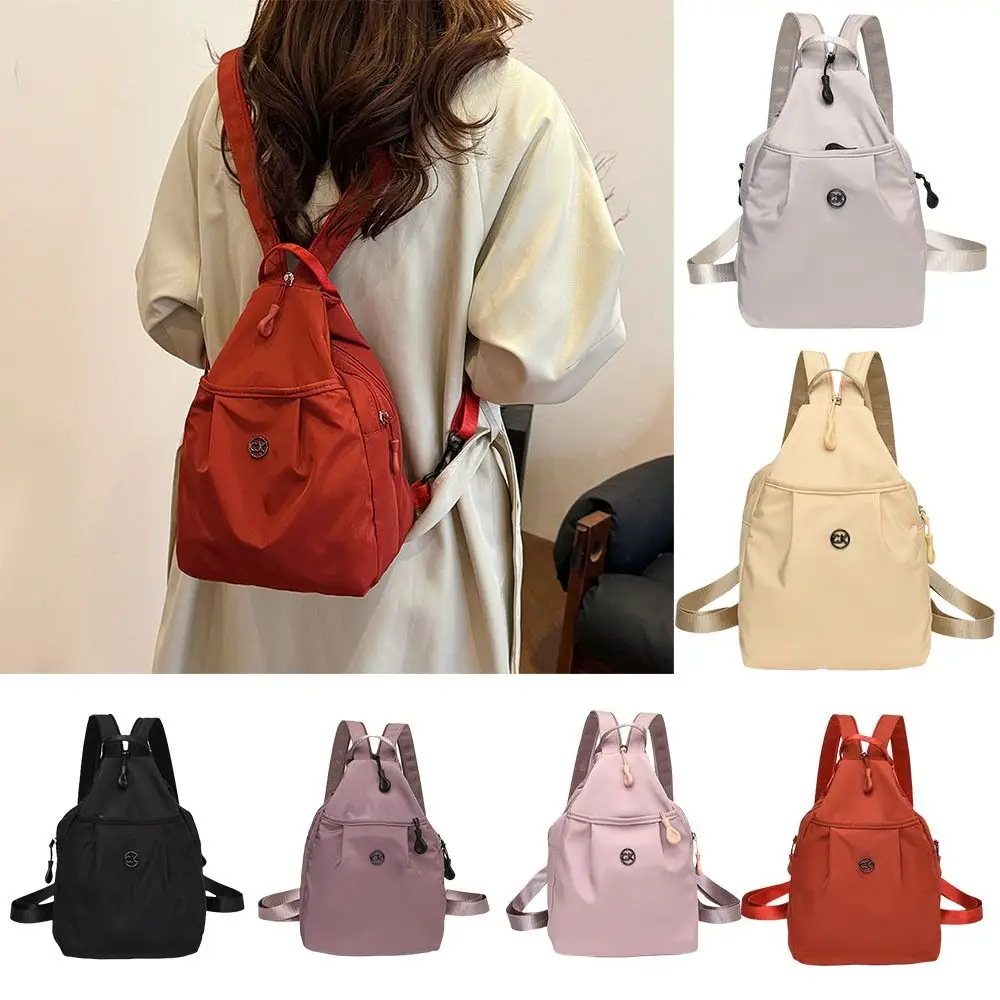 

Solid Color Oxford Fabric Backpack Light Weight Nylon Casual Crossbody Bag Adjustable Strap Large Capacity