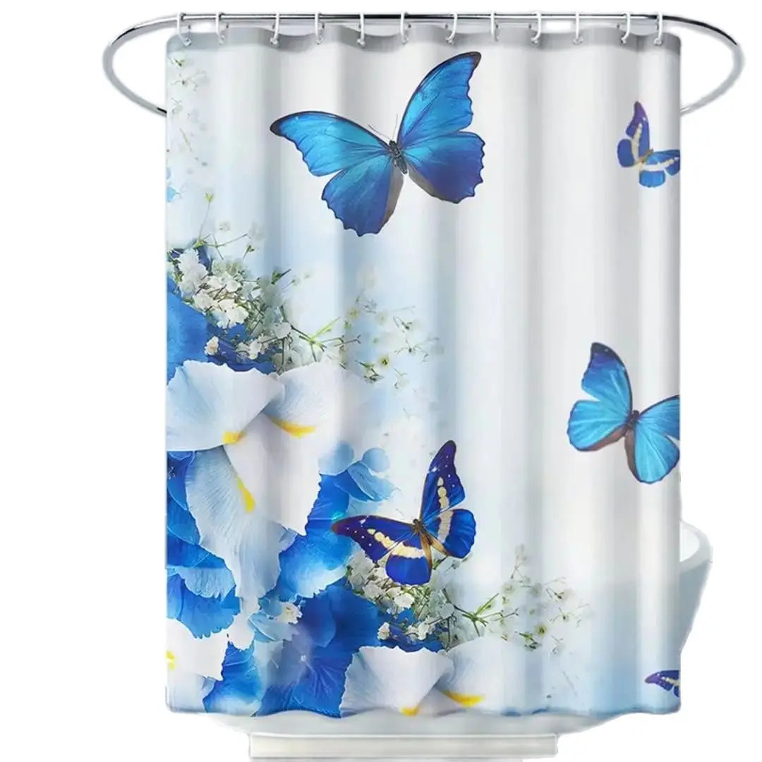 Plant Leaf Fresh Little Green Plants Shower Curtains Bathroom Curtain Frabic Waterproof Polyester Bathroom Curtain With Hooks