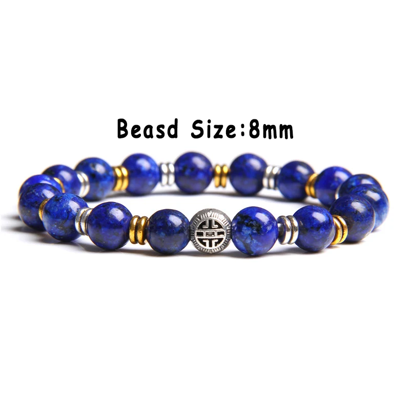 Natural Stone Lapis Lazuli Beads Bracelets Irregular Handmade Blue Beads Pendant Elastic Bracelets For Men Women Energy Jewelry