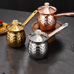 1PC Gold Silver Stainless Coffee Milk Pot with Long Handle Multifunctional Small Pot Greek Pot for Cafe Western Restaurant