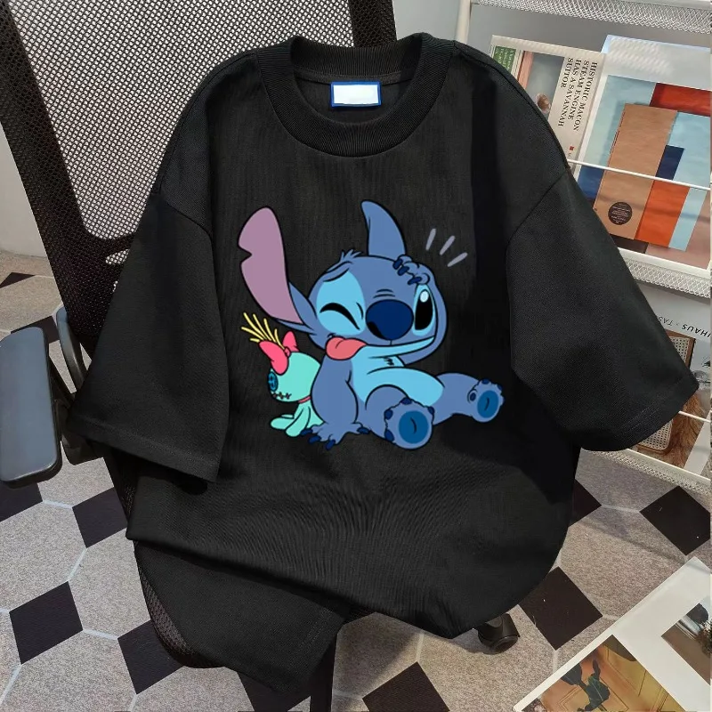 

Stitch couple pajamas new round neck short-sleeved cotton T-shirt cartoon cute Disney Stitch couple loungewear