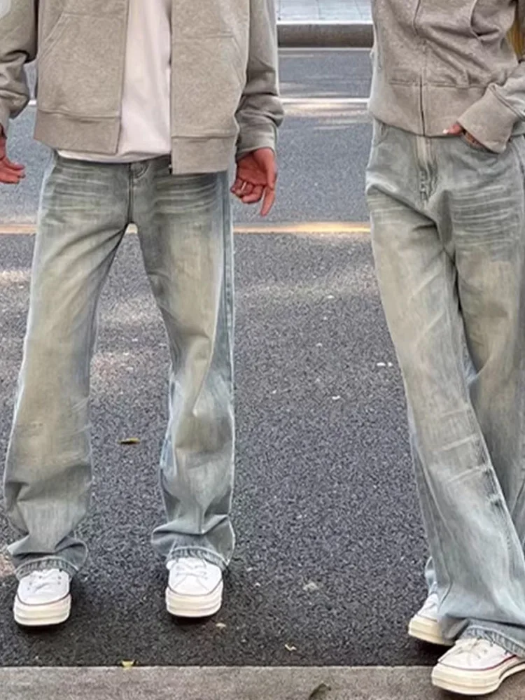 American Retro Knife  Jeans Men's Autumn Winter Cleanfit High Street Slim Straight Wide Leg Micro Flare Pants
