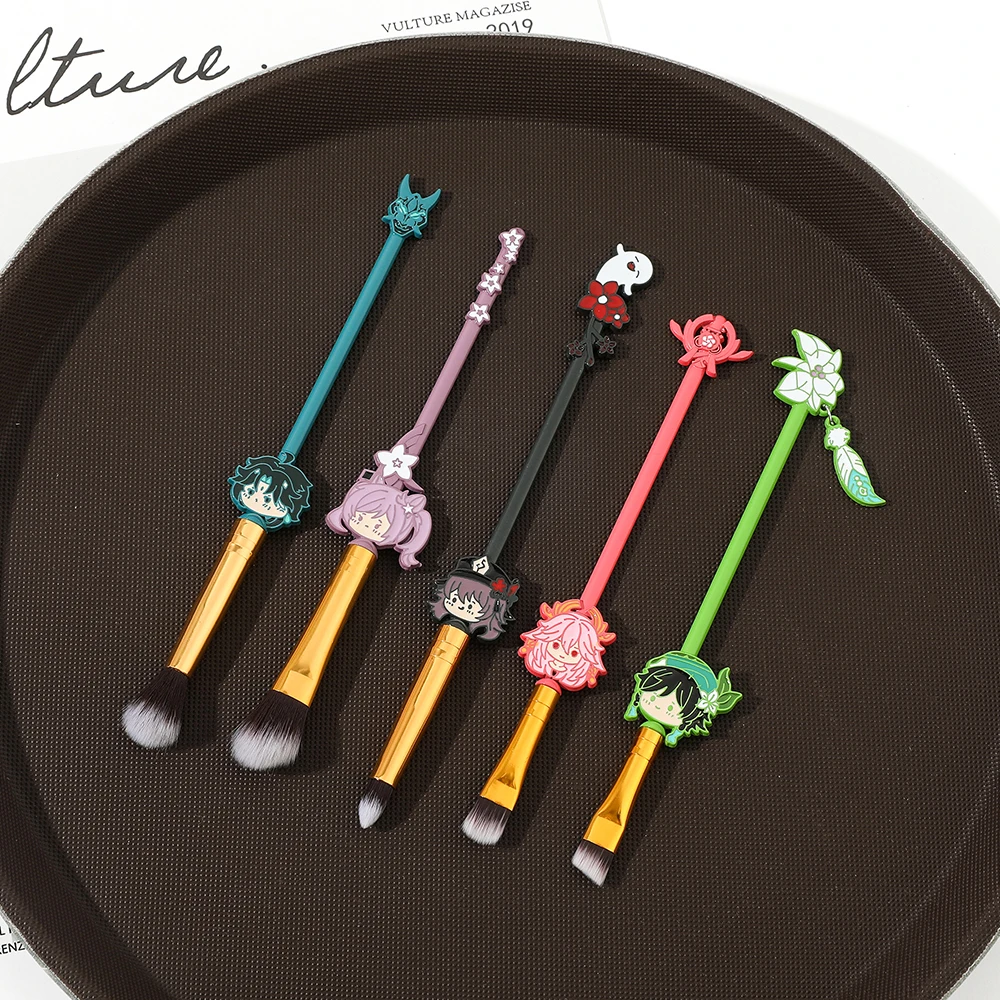 فرشاة ماكياج على شكل شخصية متأثرة من أنيمي جينشين Keqing Hutao Xiao Venti Yae Miko هدية مستحضرات تجميل وفرش مكياج للحاجب #5