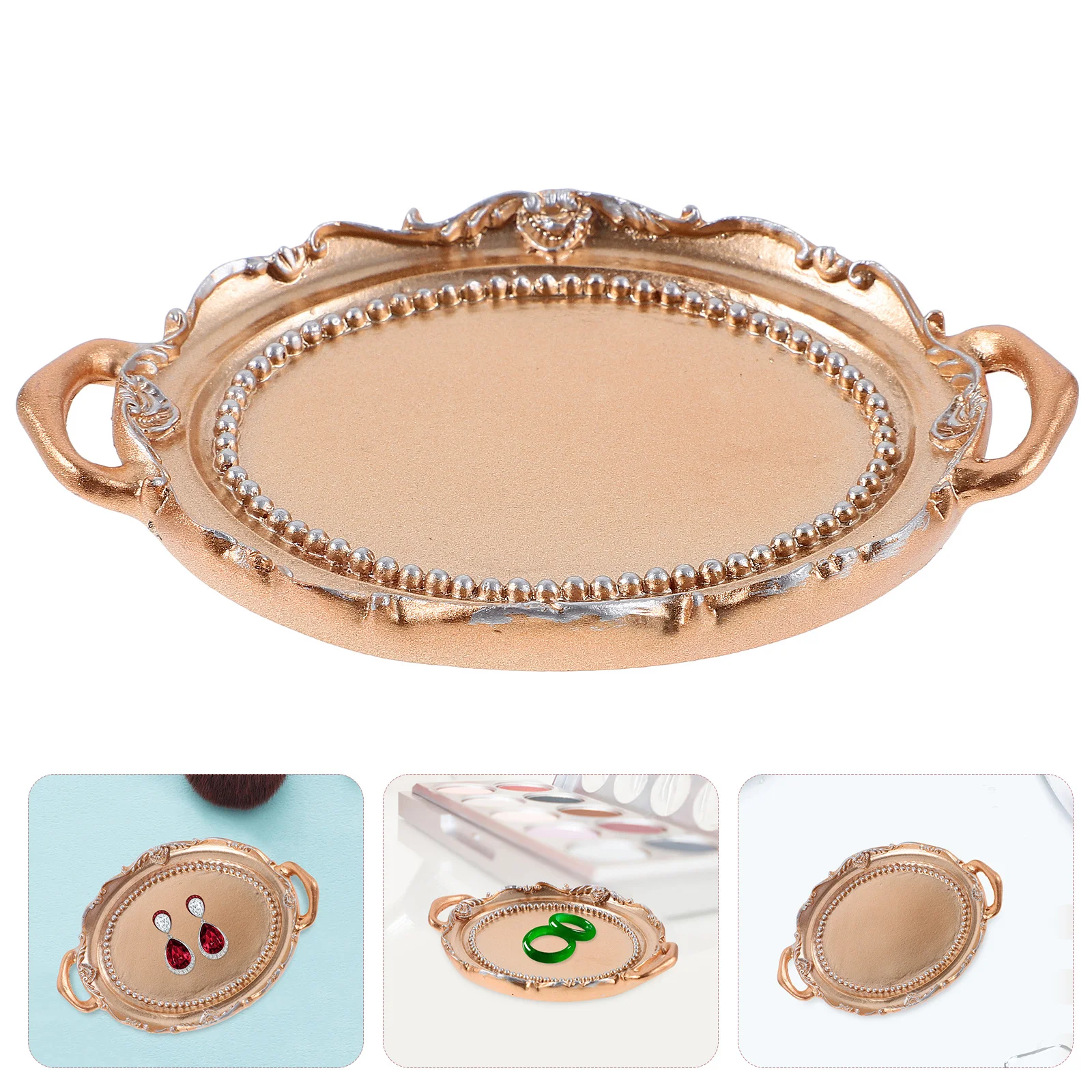 

European Style Resin Jewelry Tray Decorative Trinket Dish for Necklace Ring Earrings Storage Vintage Display Organizer Vanity