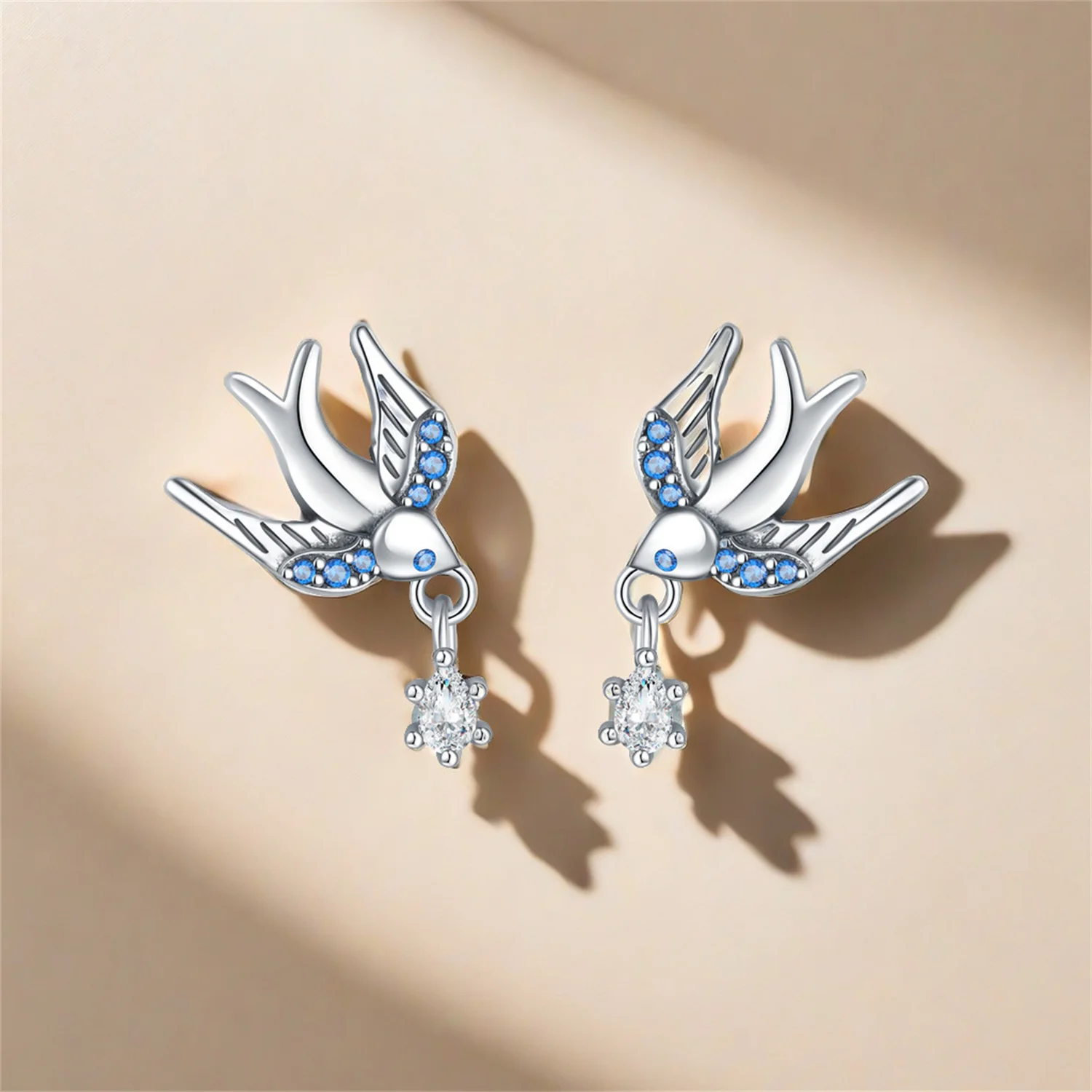 Pendientes de plata esterlina 925 para mujer, aretes con forma de búho y pájaro, de circonita, para uso diario, accesorios de joyería, regalos finos para fiesta