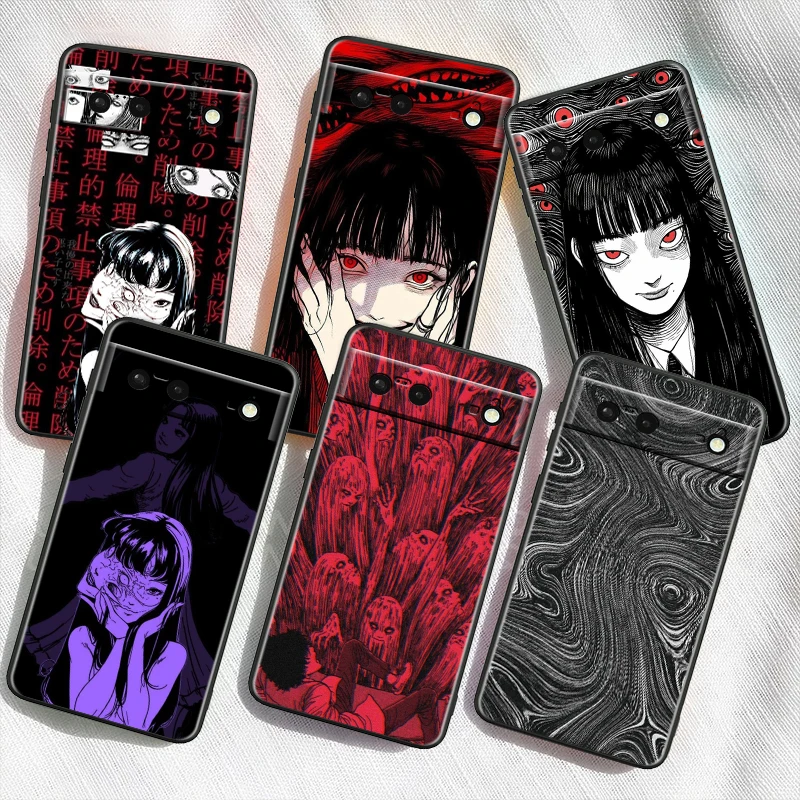 Anime Junji Ito Girl Tomie For Google Pixel 9 8 7A 7 6A 6 5A 5 4 4A XL 5G Black Silicon Shockproof Shell TPU Phone Case