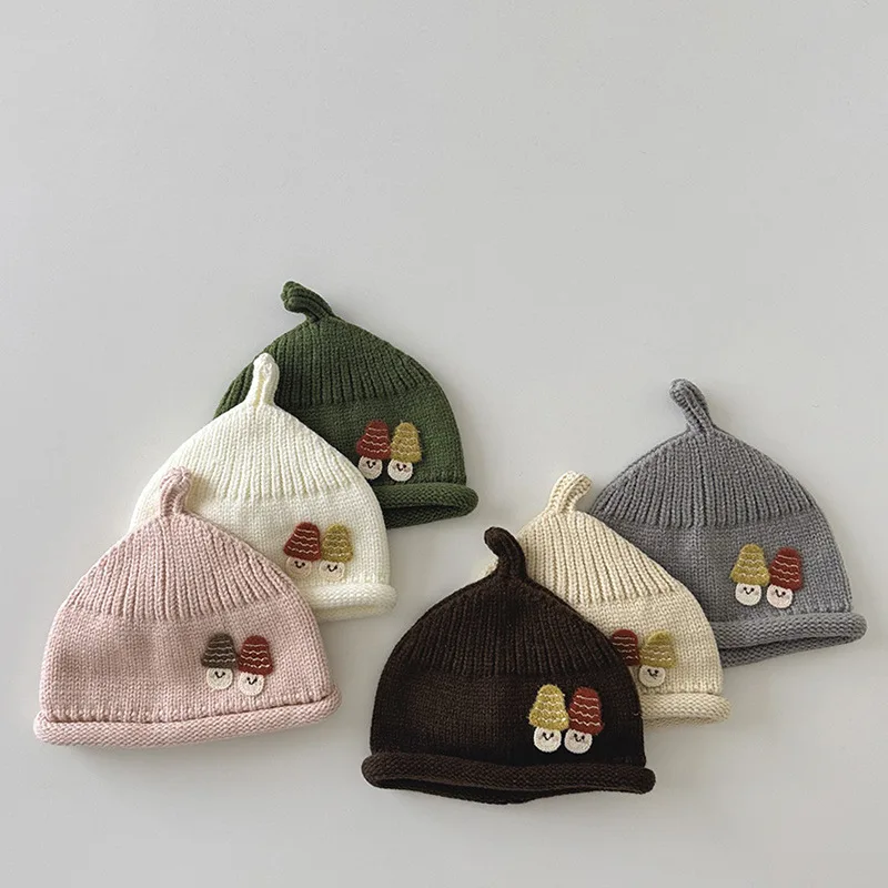 

2025 Autumn Winter Baby Beanies Lovely Mushroom Accessories Kids Boys Girls Knitted Hats Soft Warm Children Caps