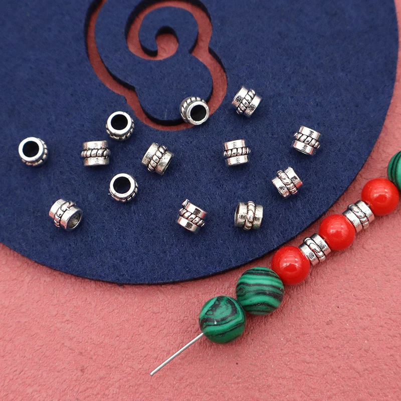 100pcs/Lot Twisted Pattern Bucket Small Beads 5x4mm Big Hole Bracelets Necklace Versatile Bead Spacers DIY Jewelry Accessories