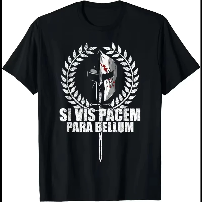 2026 Si Vis Pacem Para Bellum اللاتينية الحكمة الأمثال تي شيرت الجرافيك تي شيرت الرجال والنساء الملابس Camiseta Hombre