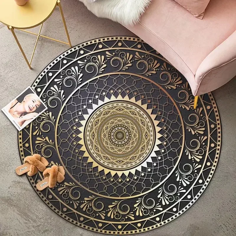 American Retro Round Soft Carpet for Bedroom Beside Non-slip Chair Floor Mats 200x200 Large Area Rugs Living Room Customizable