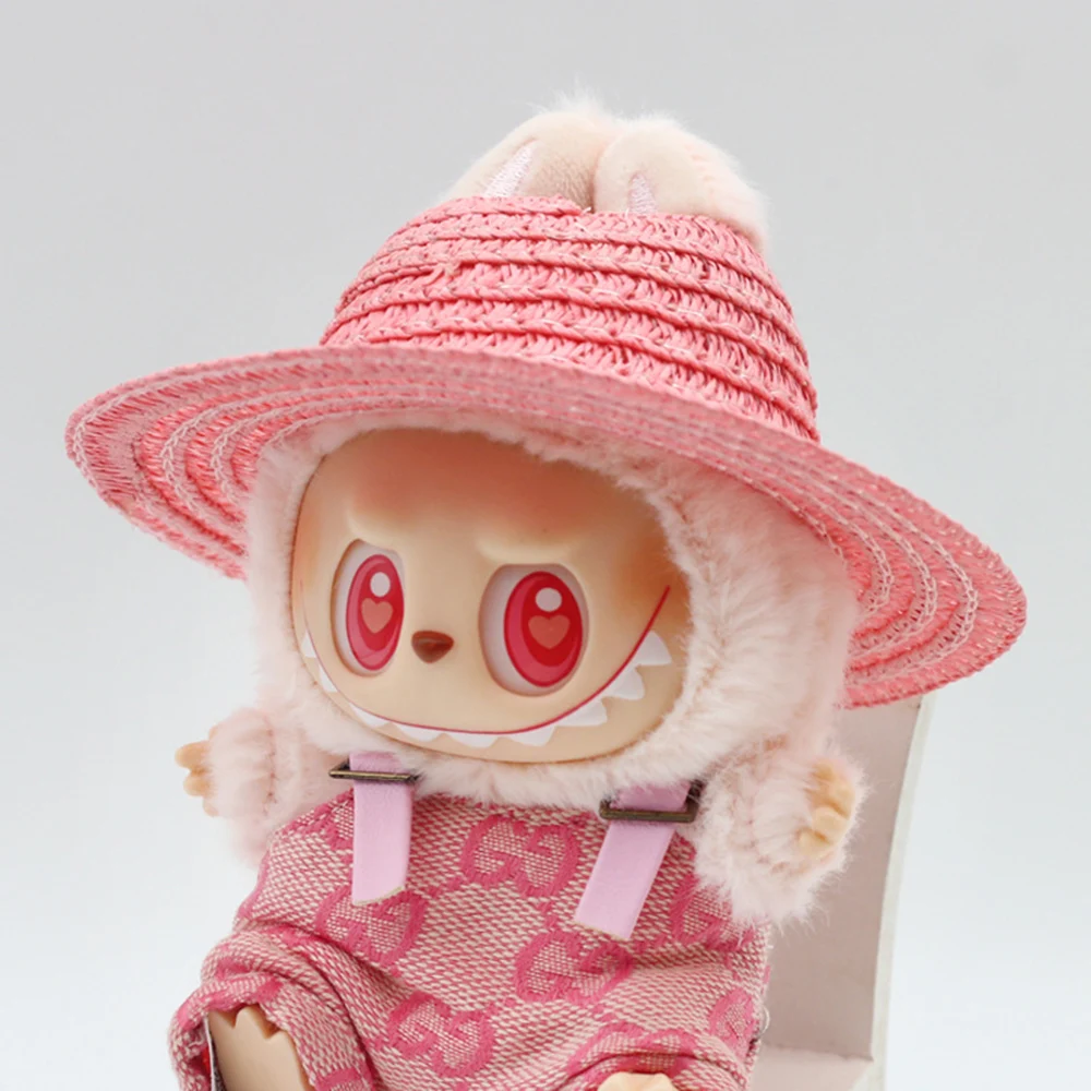 Leakage Ear Hollow Top Grass Hat 17cm Ropa Labubu Cute Little Doll Accessory Cute Hat Decoration