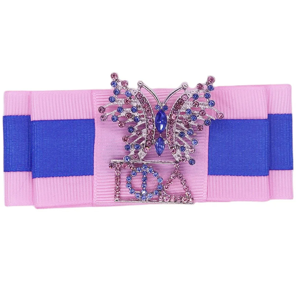 New Design Baby Pink Blue Satin Ribbon Butterfly Sorority Gamma Phi Delta Bow Brooch Pin Jewelry For Shoe