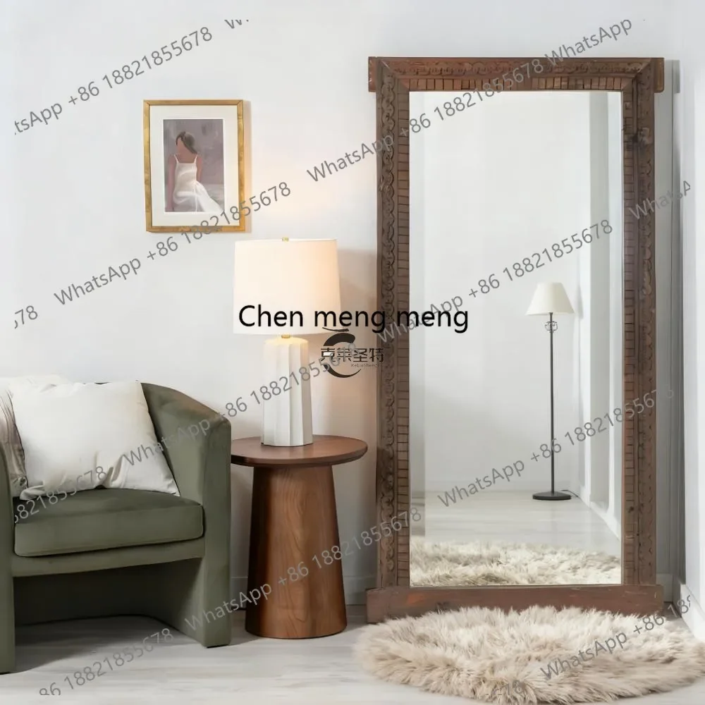 

American retro full-length mirror bedroom living room home medieval full-body floor mirror clothing store