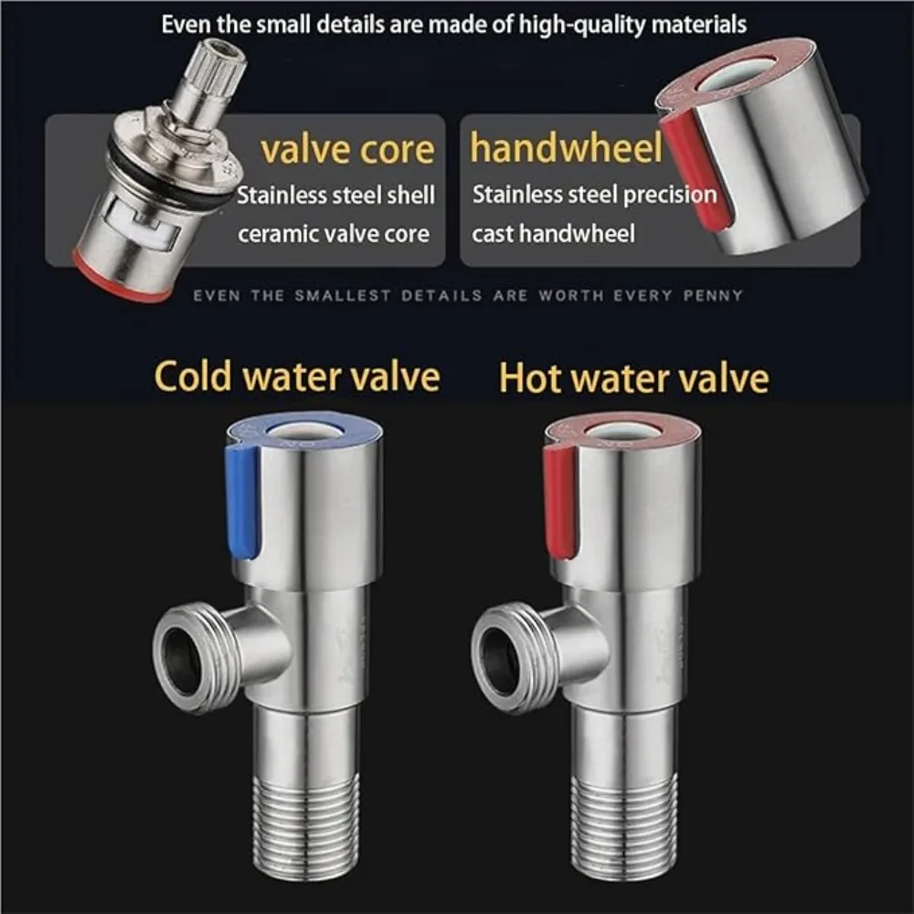 스테인레스 스틸 뜨거운 차가운 입구 밸브 화장실 충전 각도 밸브 싱크대 수조 온수기 수도꼭지 주방 욕실 액세서리