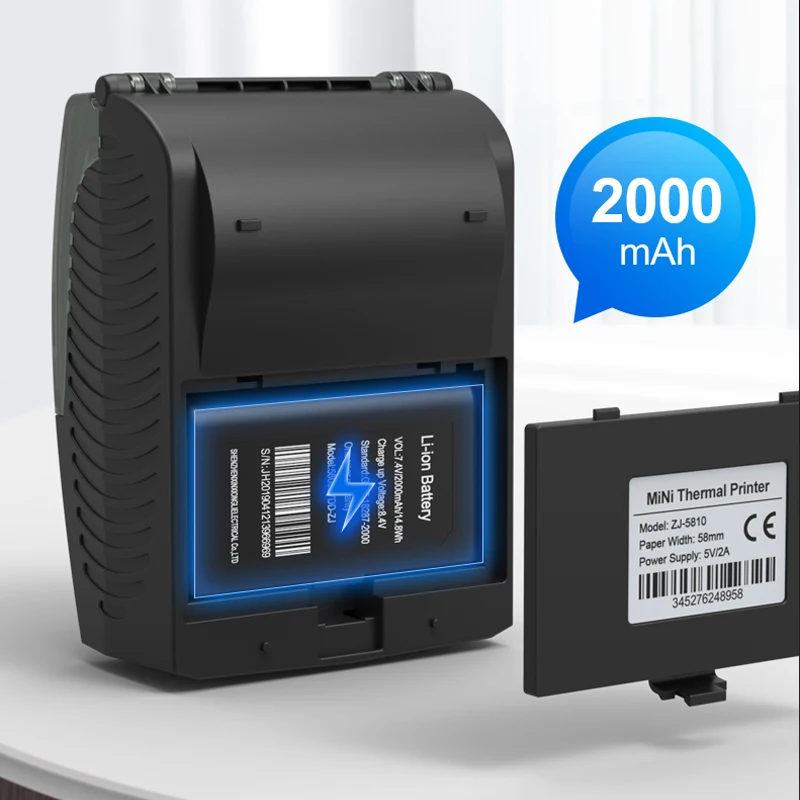 Portable 58mm Bluetooth Thermal Printer Drop Resistant High-speed Compact Receipt Printing for Cash Register Accounting Express