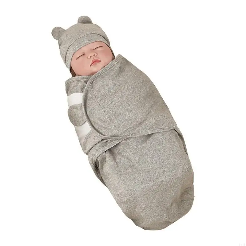 2-Pieces/set Soft Baby Wrap Cloth Swaddles Blanket with Hat Warm and Comfortable Newborns Sleeping Bag Shower Gift