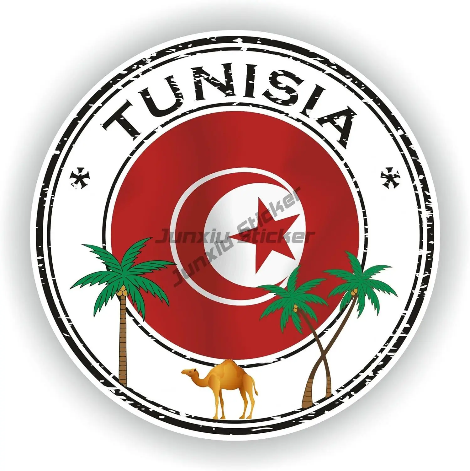 Round Seal Tunisia  Vinyl Countries Sticker Decal for Wall, Laptop, Truck, car and Accessories Ornaments Jdm Decor Robot Gadgets