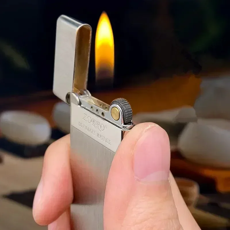 Zorro 636 Metal Ultra Thin Butane Gas Inflatable Grinding Wheel Lighter Holiday Gift Smoking Accessories Men's Small Tools Gift