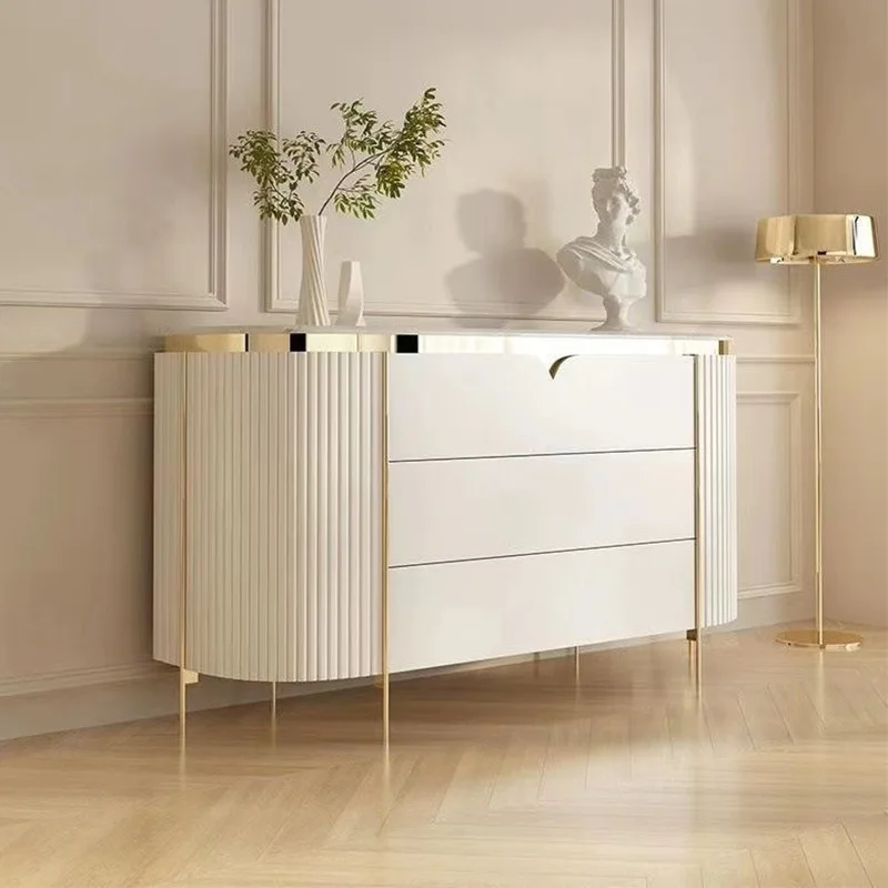 Light Luxury Chest, Simple and Modern Entrance Door, Cabinet, Living Room Dining Side Cabinet, Marble Decorative Cabinet