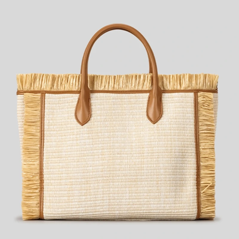 Summer Hand-woven Tassel Straw-woven Tote Bag for Women Large-capacity Letter Embroidery Casual Vacation Beach Bag 2026 New