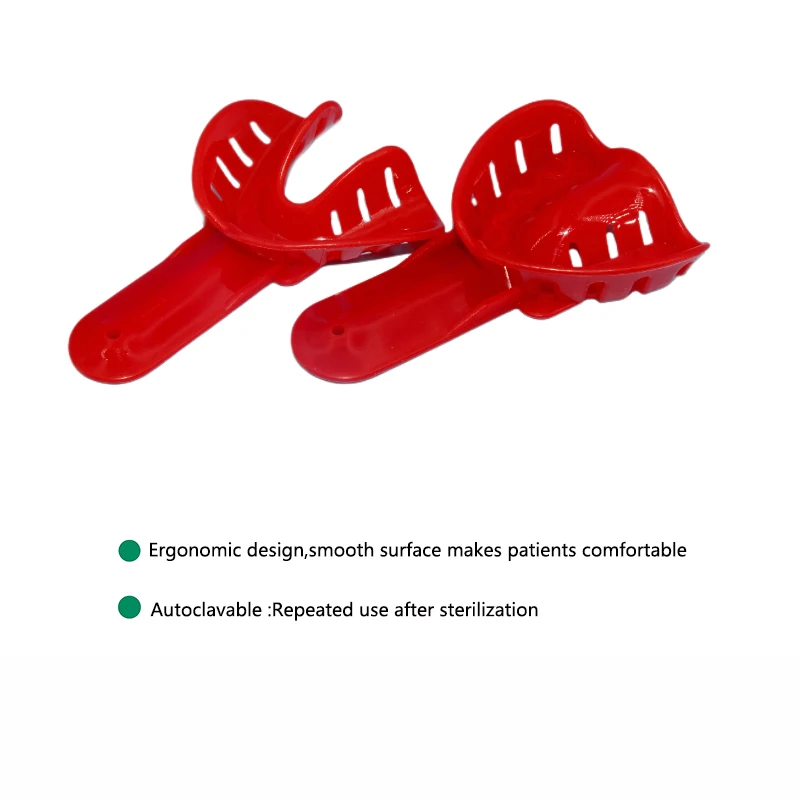 12pcs 치과 인상 트레이 일회용 플라스틱 다채로운 치아 홀더 성인과 어린이를위한 치과 재료 구강 관리 도구