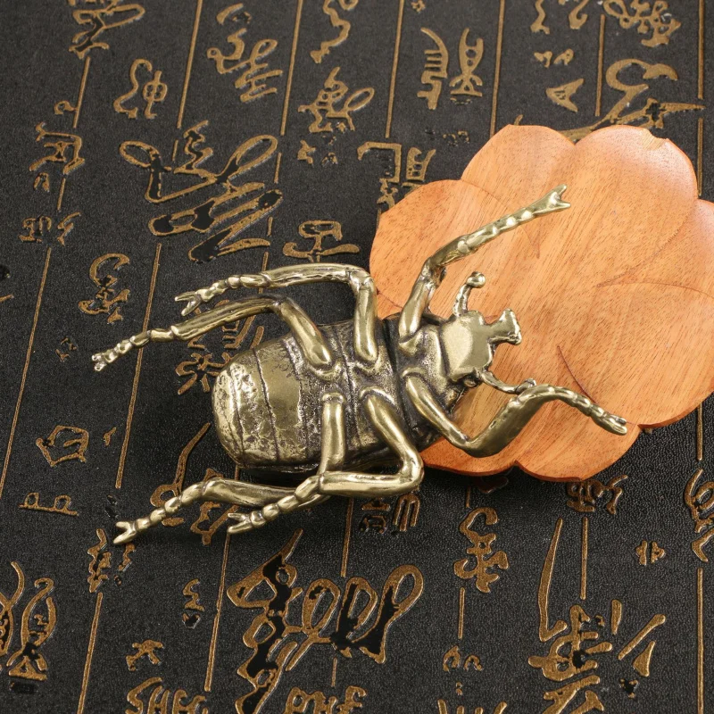 Beetle Golden Cicada Antique Style Tea Pet Living Room Study Desk Top Brass Large Ornament