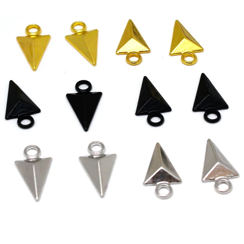 20Pcs Stainless Steel Charms Solid Triangle Charms Cone Pendant for DIY Jewelry Necklace Earrings Pendant Making Accessories