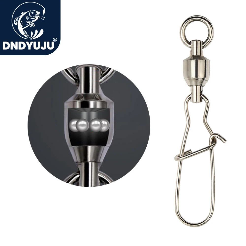 DNDYUJU 10X-100X Fishing Lure Connector Fishing Ball Bearing Rolling Swivel Stainless Steel Snap Fast Pin Fish Lure Accessories