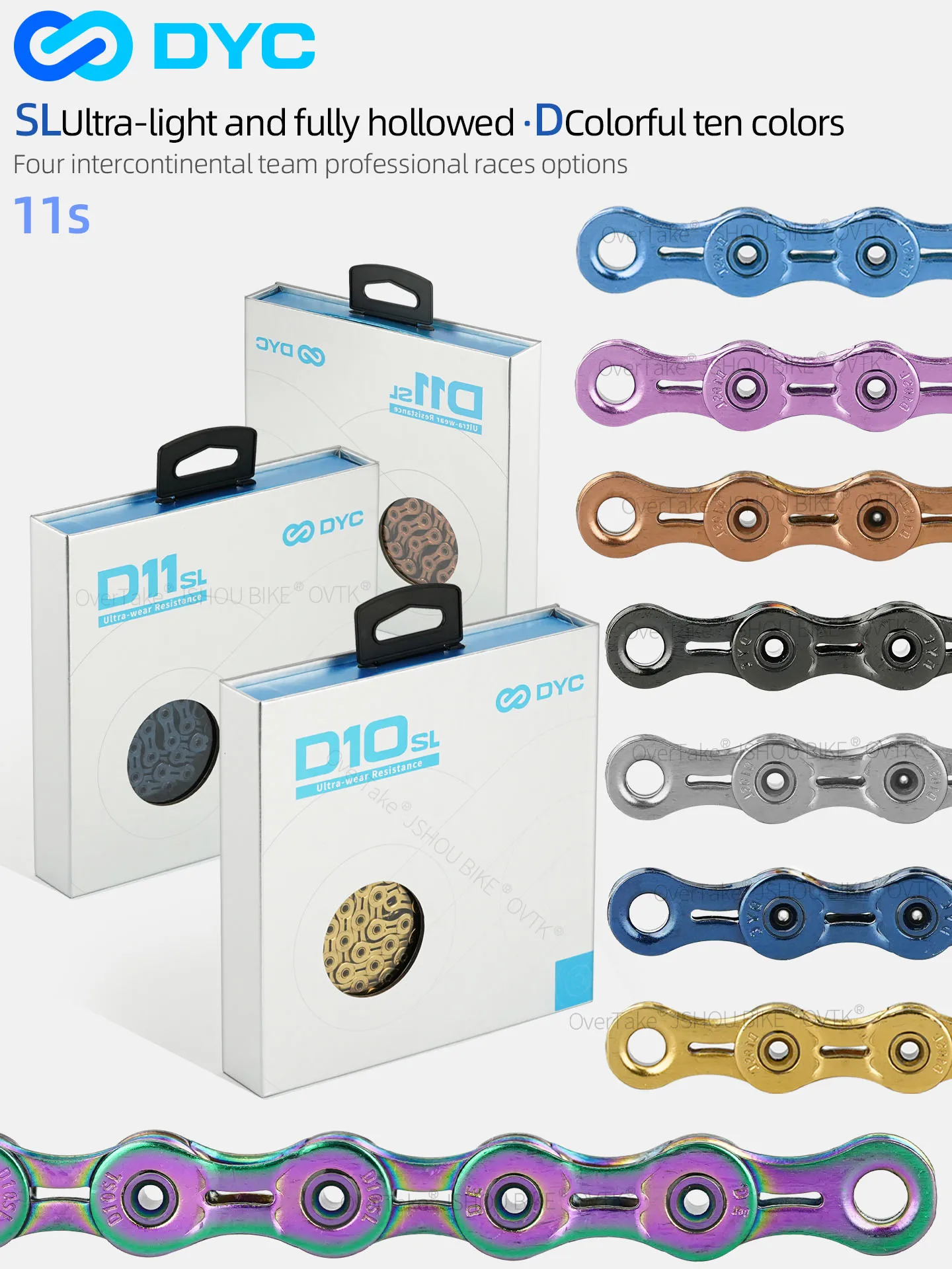 DYC 10/11 speed Bike Chain Ultra-light weight Colorful Hollowed-out MTB Road Bicycle For shimano SRAM DA Shimano Cycling parts - view 3