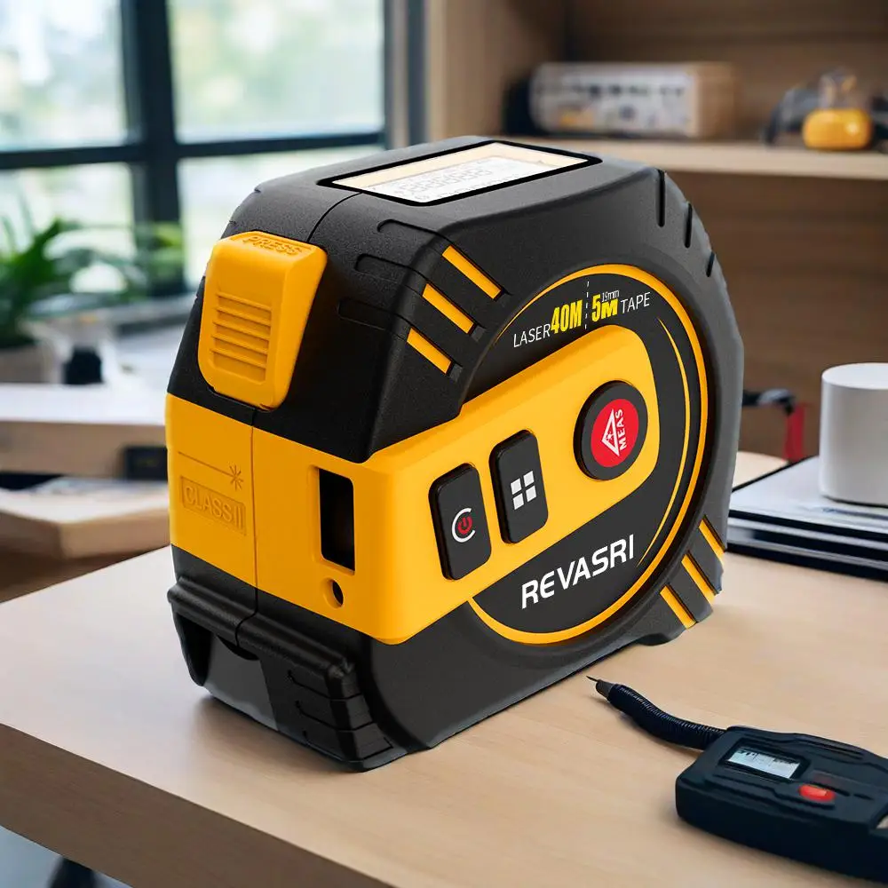 

REVASRI 2 in1 Multifunction Laser Rangefinder Rechargeable 40m with 5m Tape LCD Display with Backlight Laser Tape Measure