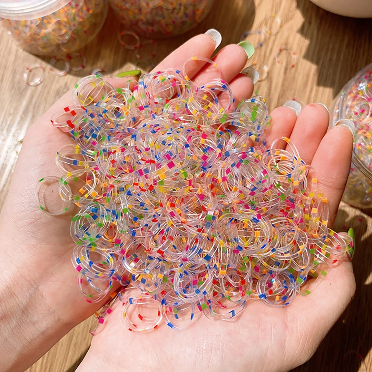 800Pcs Disposable Rubber Band Does Not Hurt Hair Girls Small Childrens Scrunchies Head Rope Cute Baby Color Headdress image 5