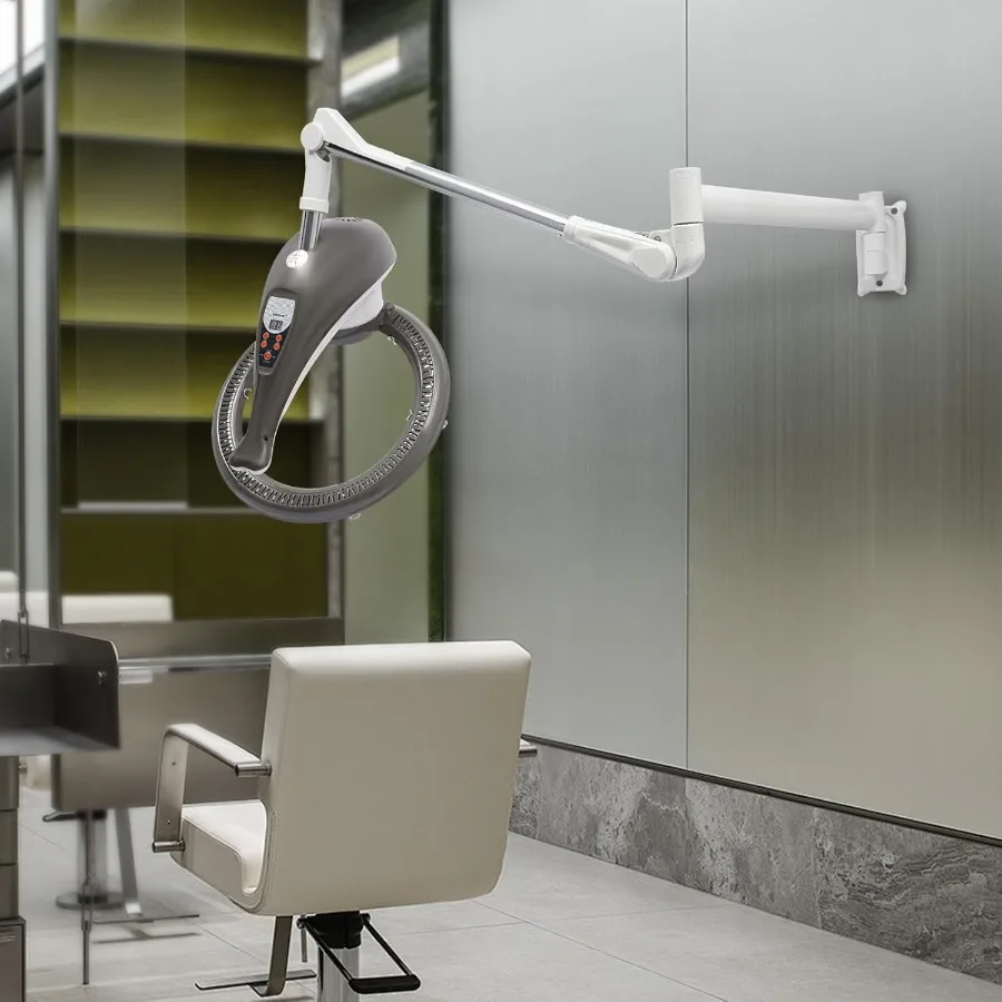 Hair Treatment Machine 950W Wall Mount Orbiting Rotating Hair Processor for Salon Spa Family Time Adjustable Grey