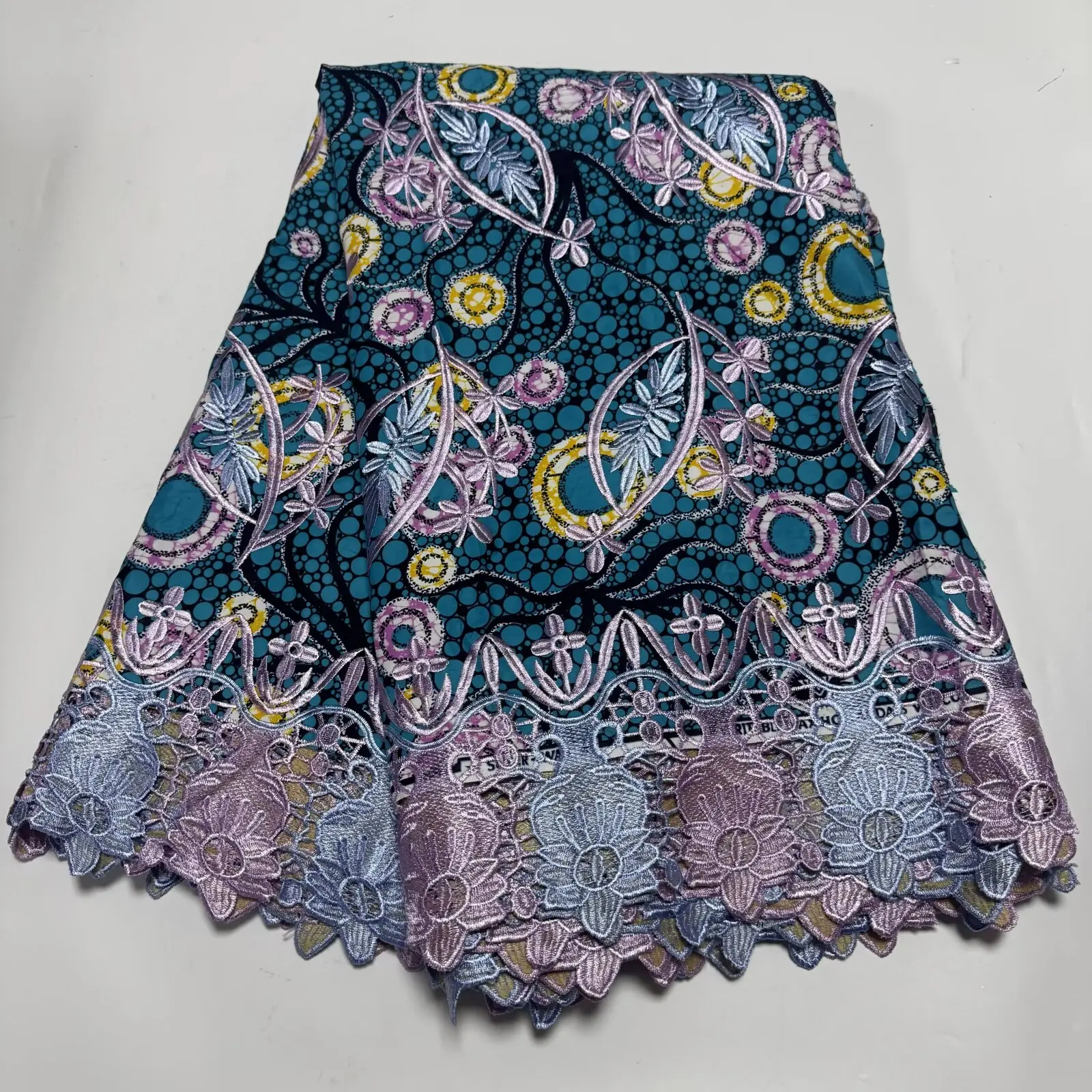 

Популярная ткань с восковым принтом «Анкара» 2025 года, 6 ярдов, африканская нигерийская, 100% хлопок, гипюровое кружево с восковым принтом Z6-303-2